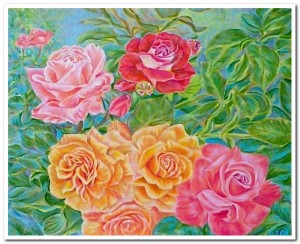 1.Розы в саду , 2012, холст-масло,40х50