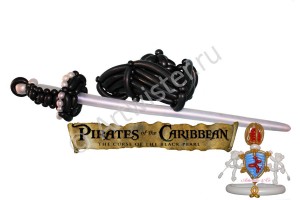 Пиратская шляпа и сабля из воздушных шаров